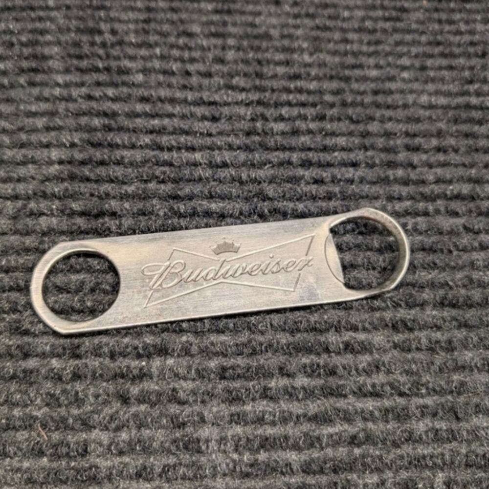 Budweiser Bar Blade Bottle Opener Double Sided Stainless Steel Breweriana